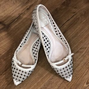 Christian Dior Leather Laser Cut Ballet Flat Ivory